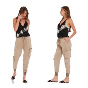 Young Fabulous & Broke NWT pull on Jupiter tan Tencel jogger cargo pant medium